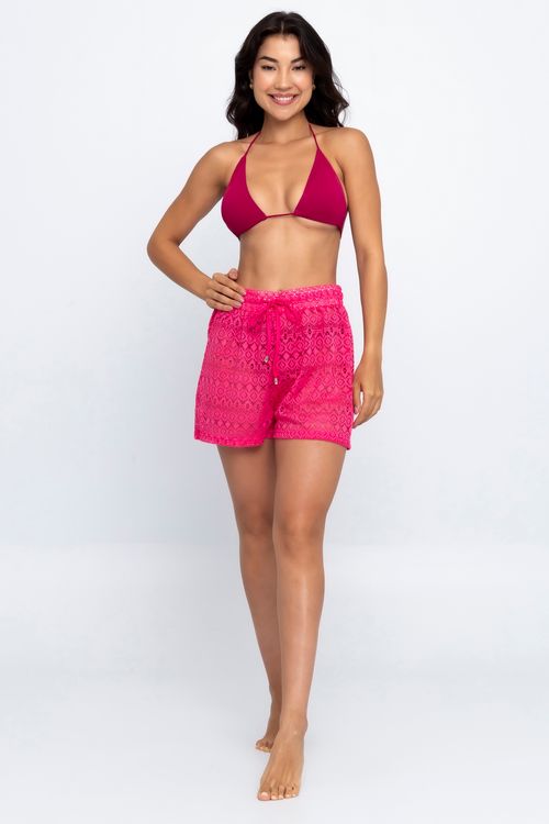 SHORT PRAIA FEM AIH 402 C RENDA ROSA - ROSA
