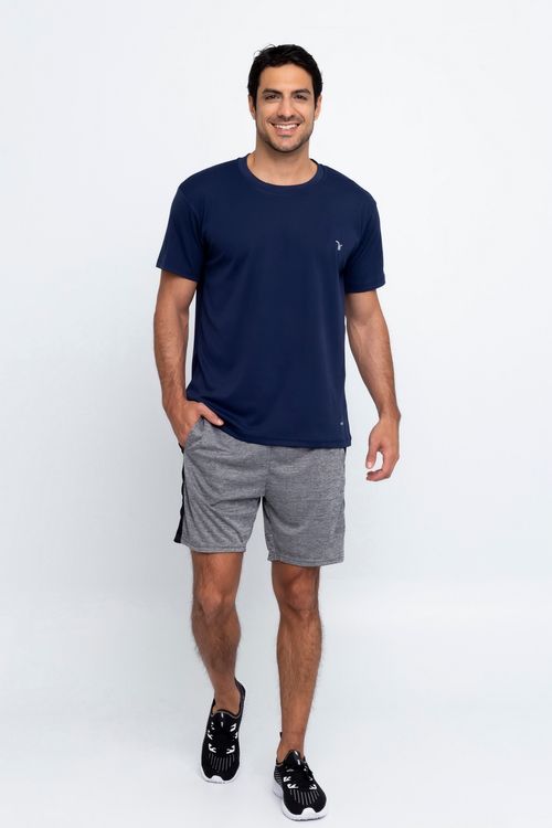 BERMUDA MASC ESPORTE MEB101A MESH MESCLA - MESCLA RECORTE PRETO