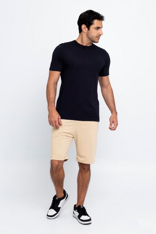 Bermuda Masculina Trendy Moletom Bege Claro