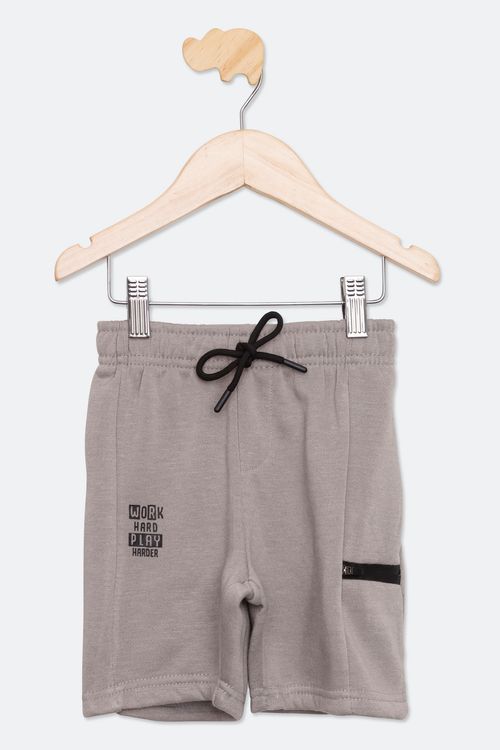 Bermuda Infantil Menino Tam 1 a 3 Moletom Cinza