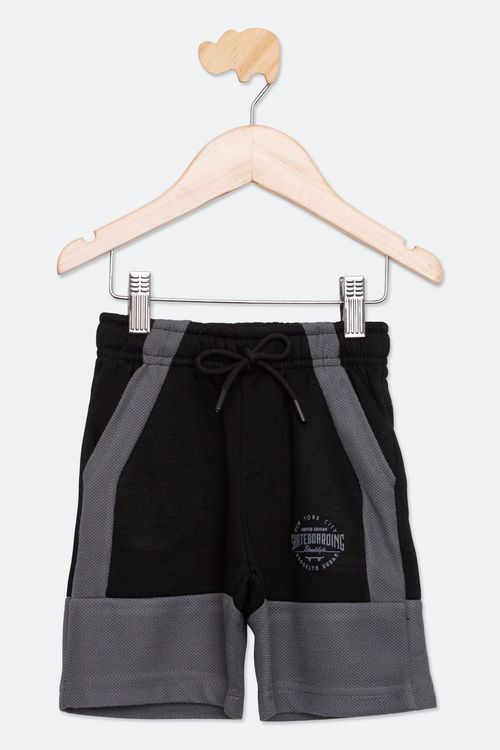 Bermuda Infantil Menino Tam 1 a 3 Moletom Preta