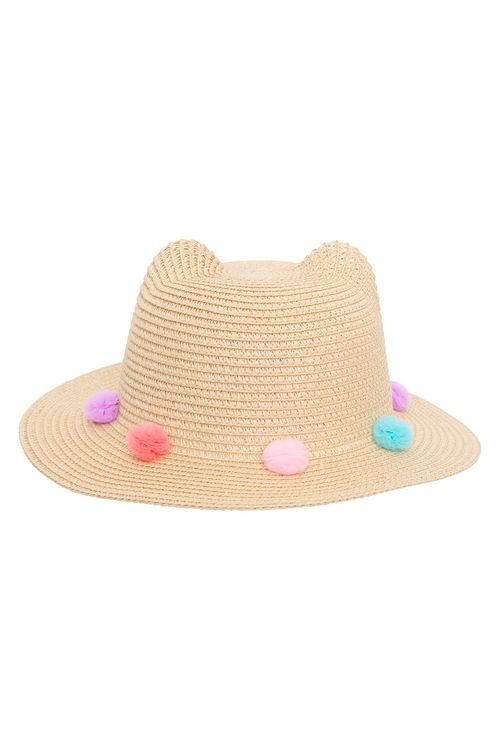 CHAPEU INF PRAIA ABO 401 POMPOM ORELHA G - PALHA