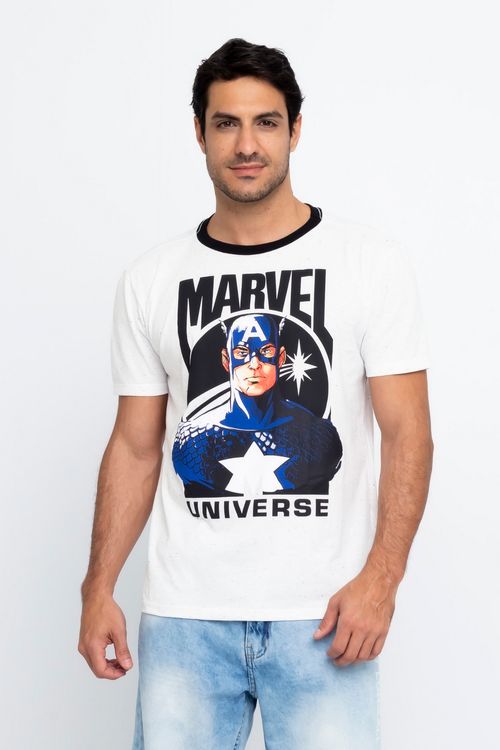 CAMISETA MASC MC LICEN 400759 CAP AM BR - BRANCO