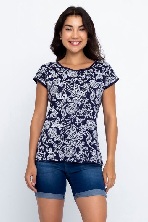 Blusa Feminina Casual Viscose Estampada