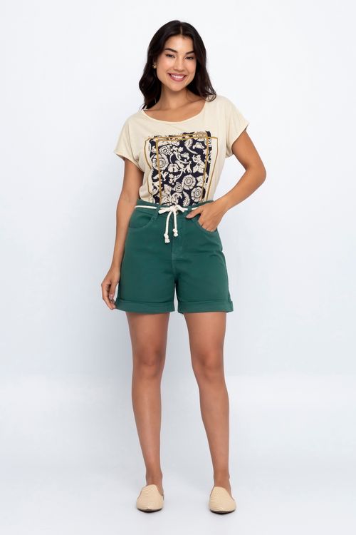 Shorts Feminino Mesa Sarja Caderno Verde