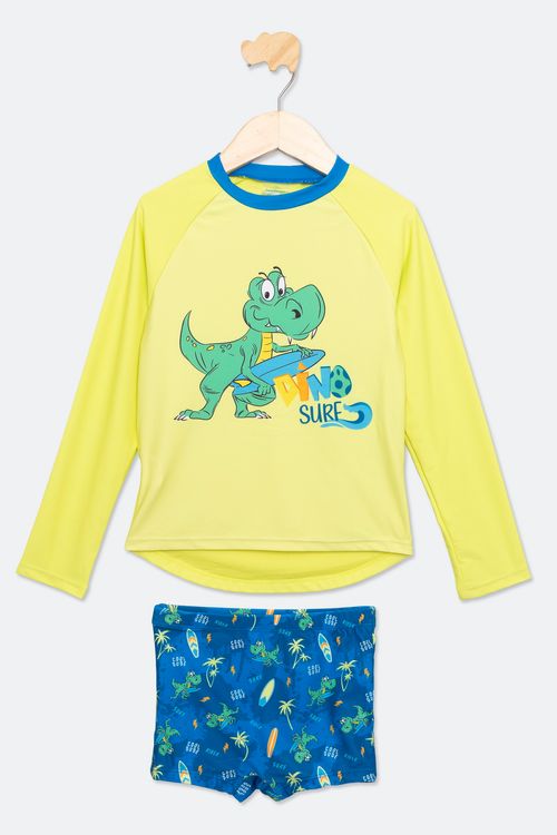 CONJ RASHGUARD 4/8noS PRAIA ATR413 DIno - ESTAMPADO