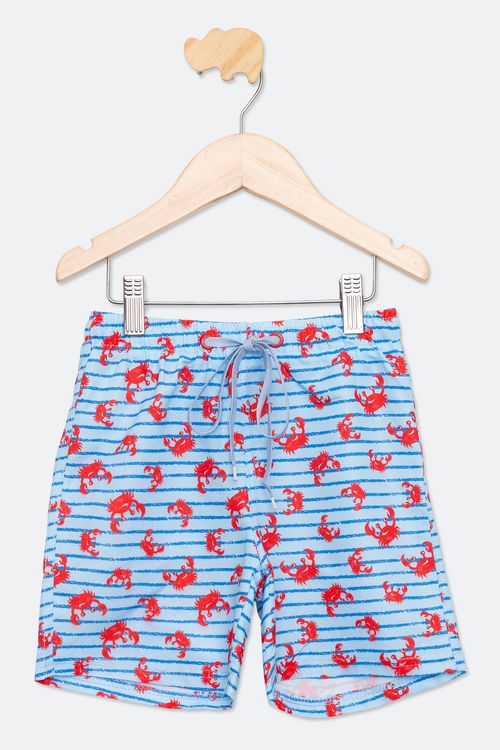 Bermuda Infantil Menina Tam 1 a 3 Praia Caranguejo Estampado