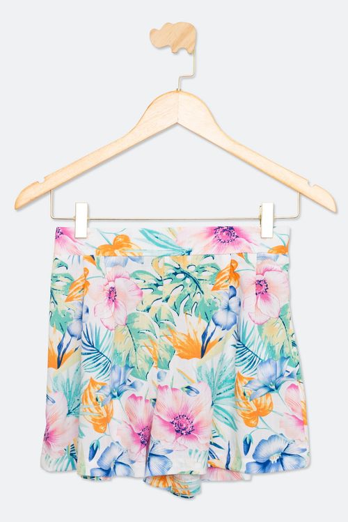 Shorts Juvenil Floral Verde Claro Tam 10 a 16