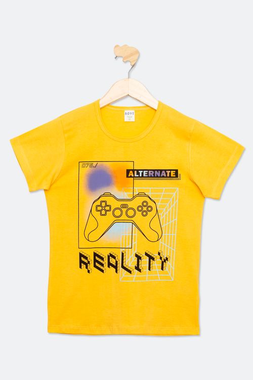 Camiseta Infantil Menino Amarela Tam 10 a 16