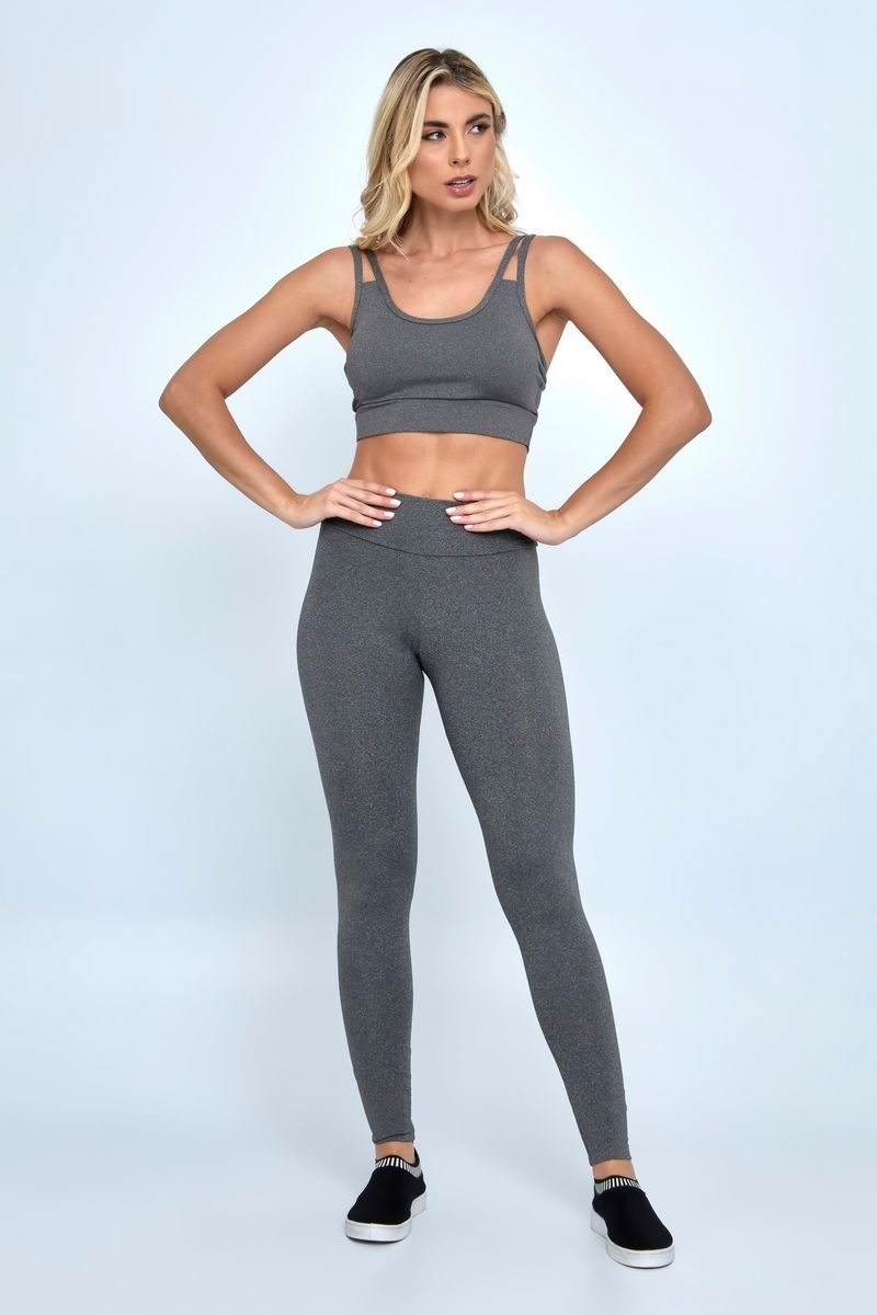 Calça Feminina Legging Esportiva Cinza