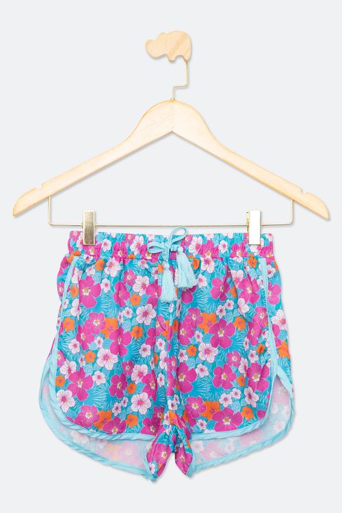 Short Juvenil Menina Tam 10 a 16 Praia Floral Estampada