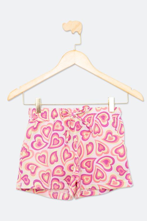 Shorts Juvenil Corações Rosa Tam 10 a 16