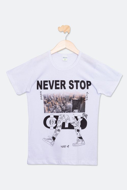 Camiseta Infantil Menino Branca Tam 10 a 16