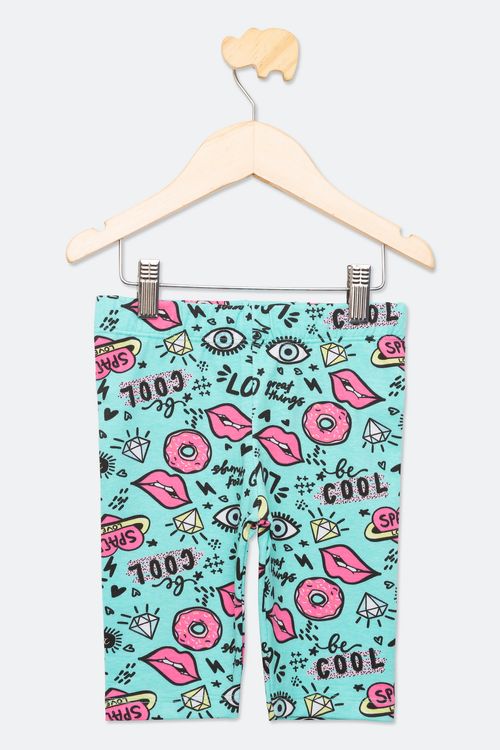 Calça Ciclista Infantil Feminina Tam 4 a 8 Anos Verde Claro