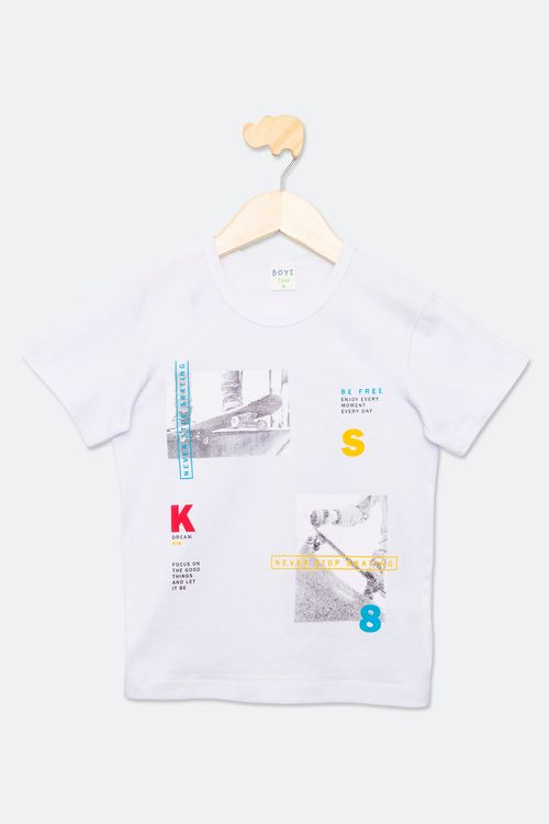 Camiseta Infantil Menino Branca Tam 4/8