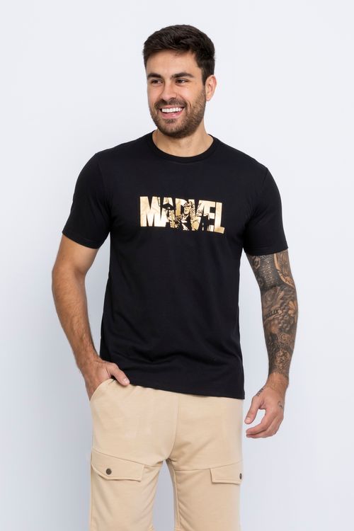 CAMISETA MASC MC LICENCIADA MARVEL PRETA - PRETO