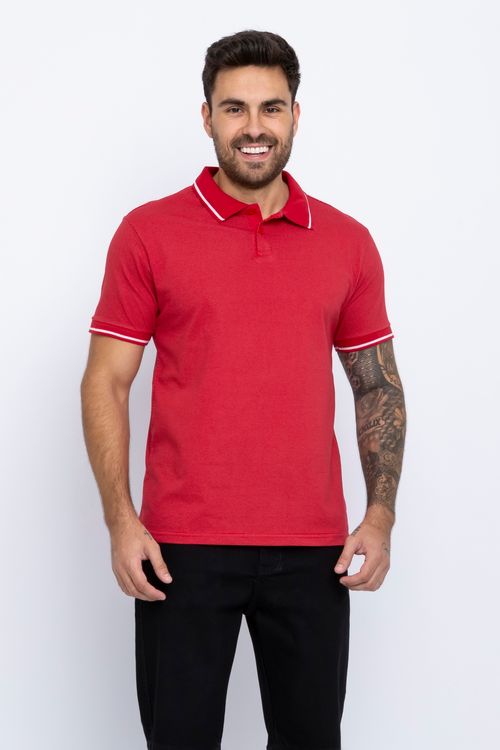 Camisa Polo Masculina em Malha Vermelha