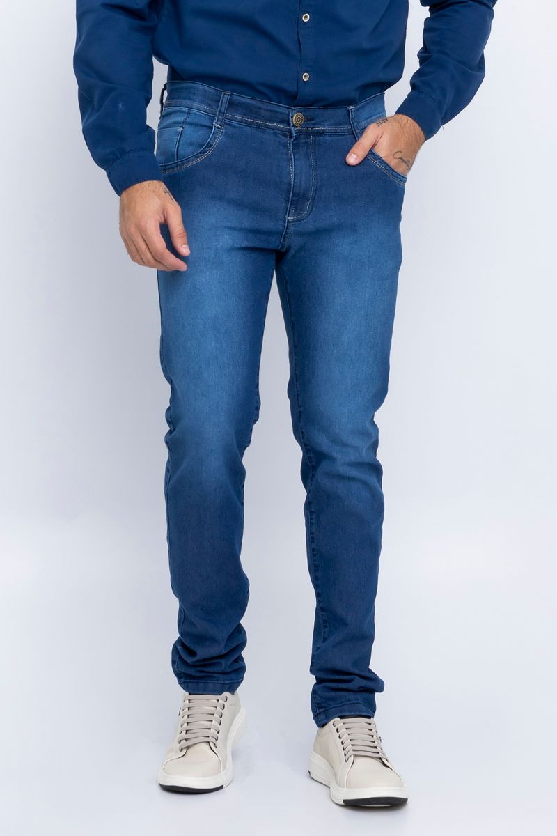 Calça Jeans Masculina Jogger Azul Médio