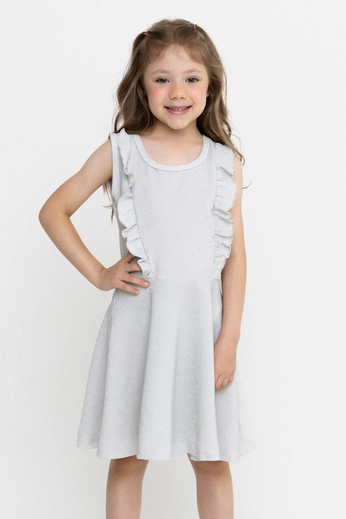 Vestido Infantil Menina Tam 4 a 8 Brilho Prata