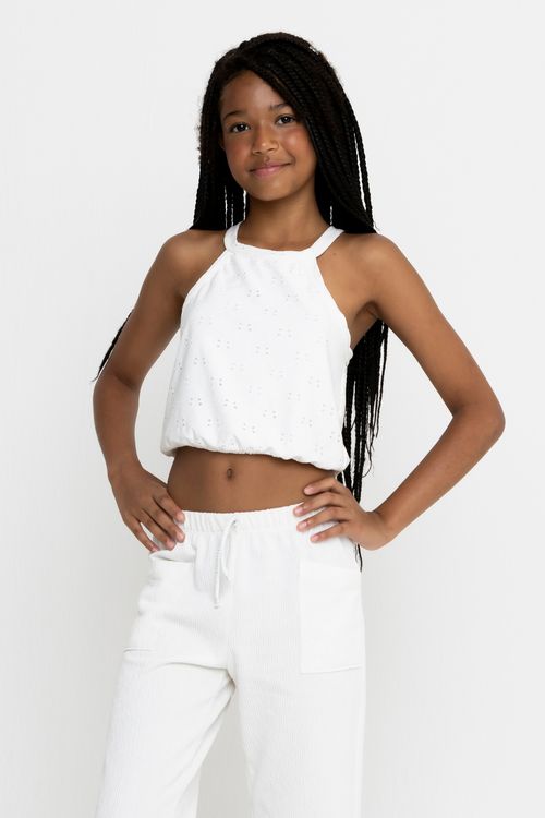 Blusa Juvenil Menina Tam 10 a 16 Laise Branco