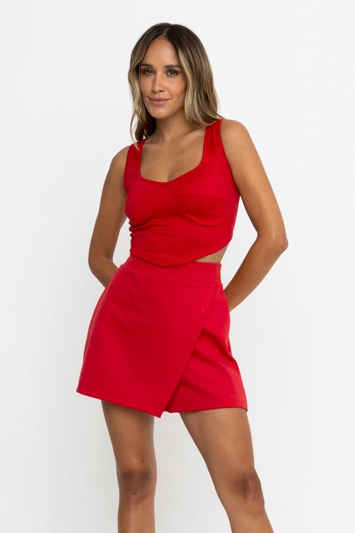 Top Feminino Sem Manga Vermelho