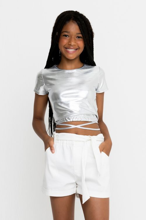 Blusa Infantil - Tam 10 a 16 Anos - Prata