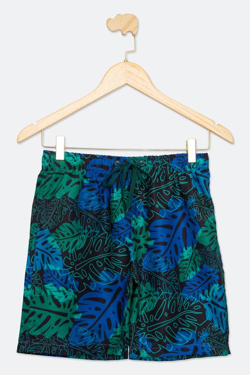 Bermuda Juvenil Menina Tam 10 a 16 Praia Folhagem Estampada