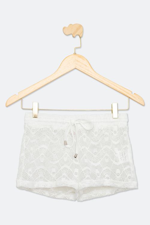 Short Infantil em Renda Branco Tam 4 a 8