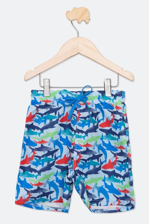 Bermuda Infantil Menina Tam 4 a 8 Praia Tubarão Estampado
