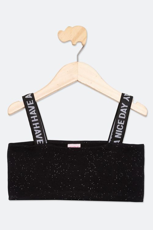 Top Infantil Menina Preto Tam 10 a 16