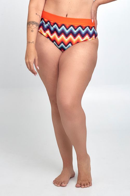 Biquíni Feita Pra Mim Feminino Bottom Chevron Estampado. Modelo Plus Size.