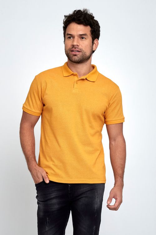 Camisa Polo Masculina Caedu Mostarda Algodão Conforto