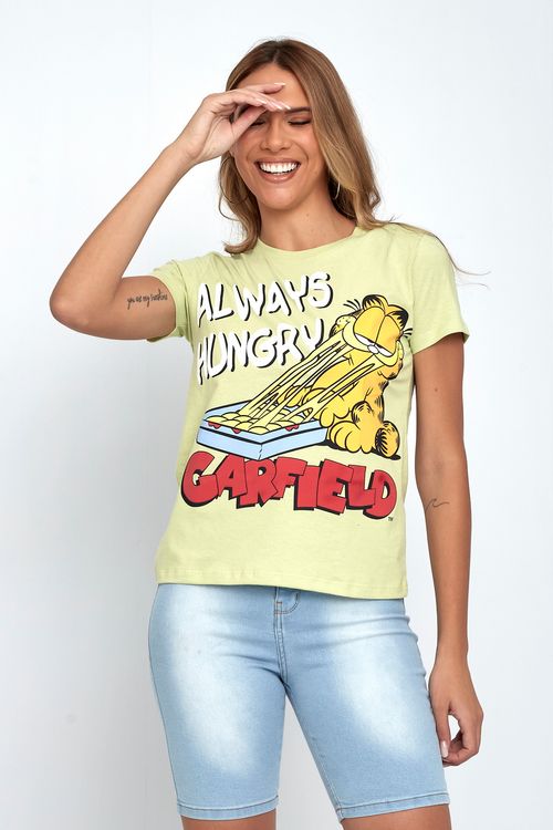 Top Feminino Caedu Garfield Hungry - Verde Claro