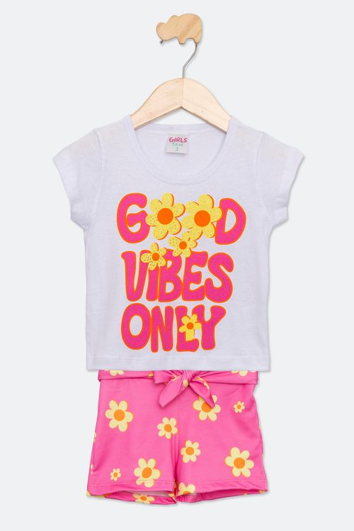 Conjunto Infantil Menina Tam 1 a 3 Silk Flor Branca