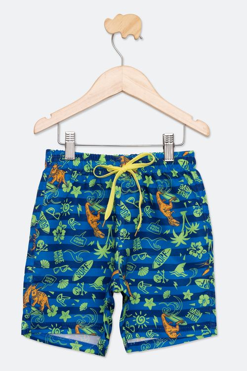 Bermuda Infantil Menina Tam 4 a 8 Praia Dinossauro Estampado