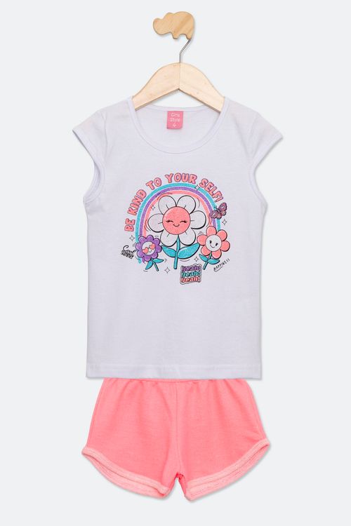 Conjunto Infantil Feminino Tam 4 a 8 Anos Branco