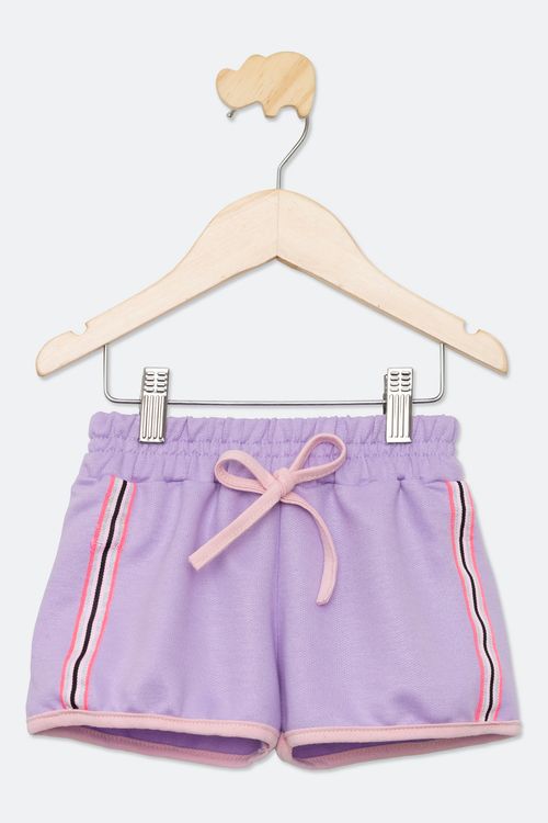 Shorts Infantil Menina Tam 1 a 3 Runner Faixa Lateral Lilás