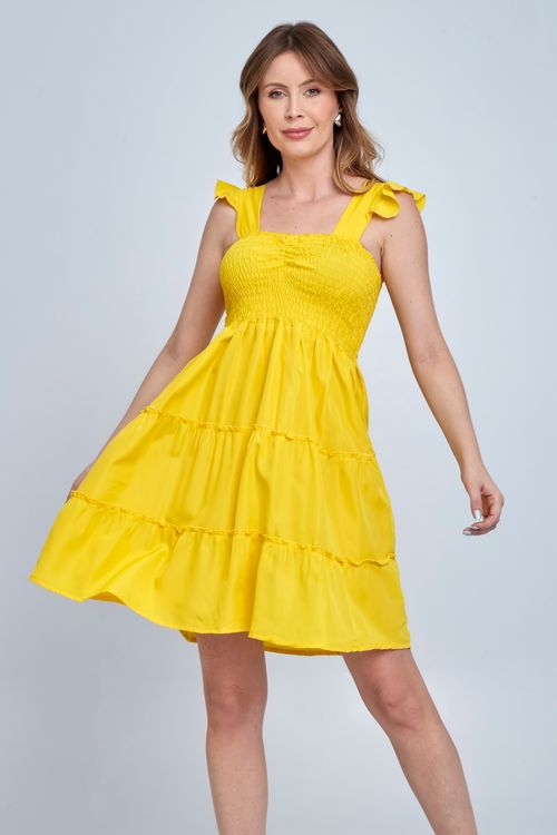 VESTIDO CURTO FEMINIno - AMARELO