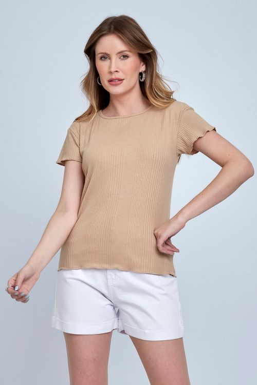 Blusa Feminina Ribana Bege Caedu | Conforto e Estilo