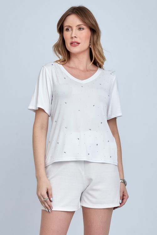 Blusa Feminina Manga Comprida City Hot Fix Off White