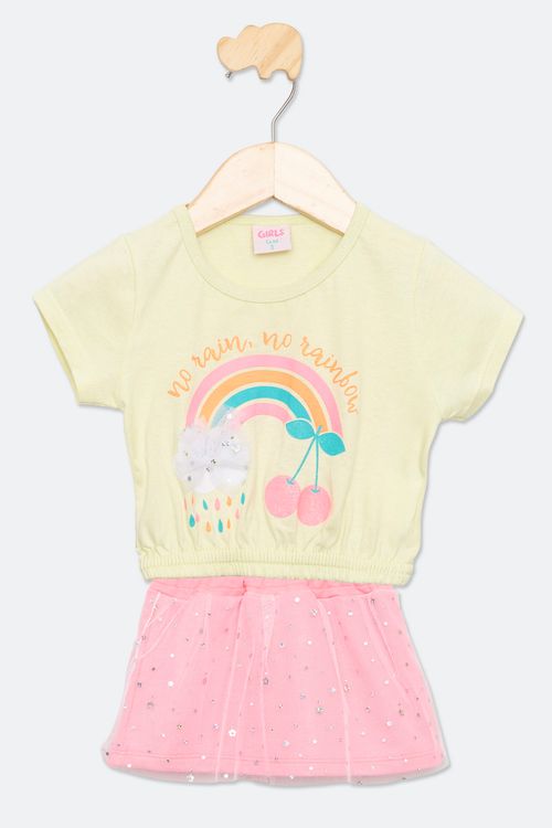 Conjunto Infantil Amarelo Neon Tam 1/3