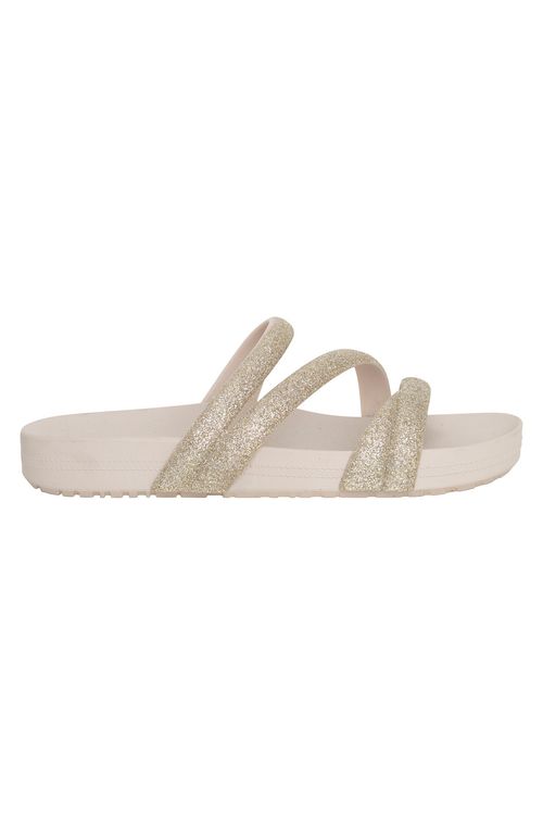 Sandália Feminina Caedu Off White Glitter Dourado