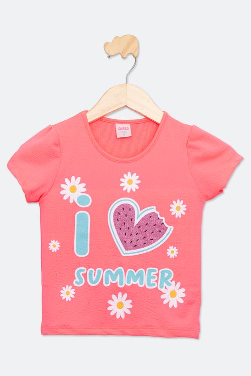 Blusa Infantil Feminina Tam 4 a 8 Anos Rosa Neon