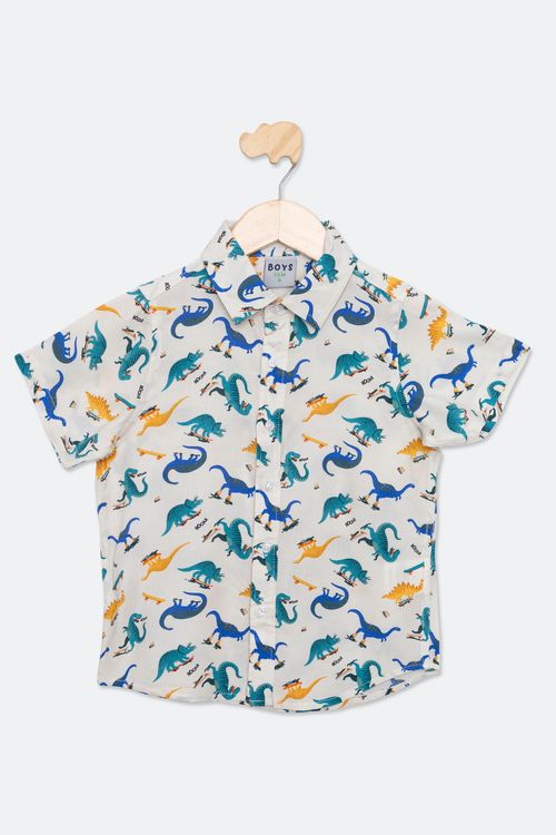 Camisa Infantil Menino Tam 4 a 8 Manga Comprida Estampada