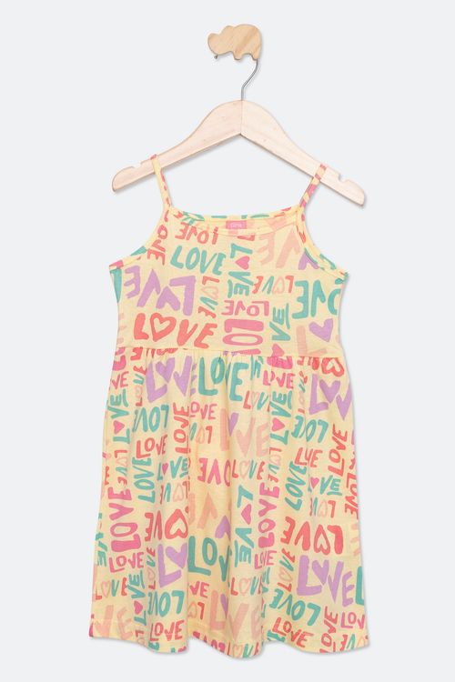 Vestido Infantil Amarelo Claro de 4 a 8 Anos