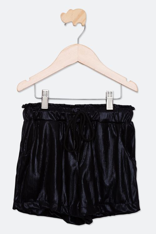 Shorts Juvenil Menina Tam 10 a 16 Metalizado Preto