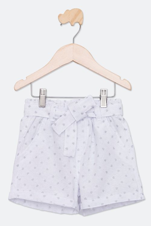 Shorts Infantil Menina Branco Tam 4/8