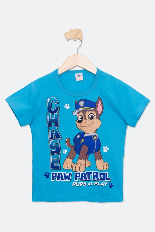 Camiseta Infantil Masculina Tam 10 a 16 Anos Azul Estampada Patrulha Canina