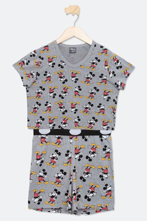 Pijama Juvenil Menina Tam 10 a 16 Manga Comprida Mickey Estampado