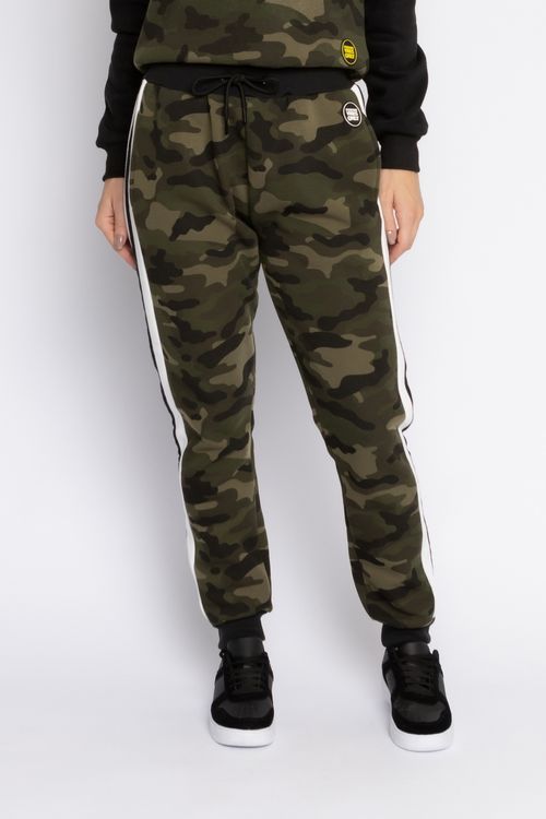 Calça Feminina Jogger em Moletom com Estampa Camuflada